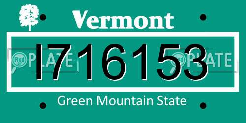 I716153 Vermont License Plate