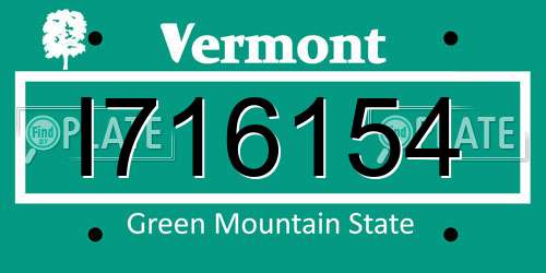 I716154 Vermont License Plate
