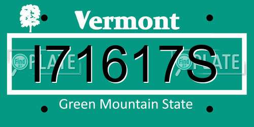 I71617S Vermont License Plate