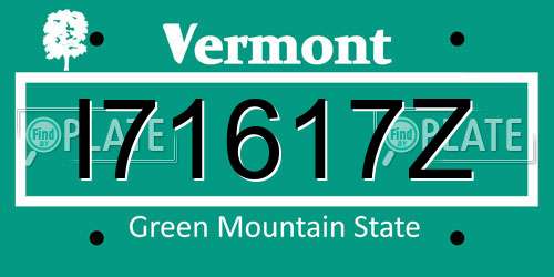 I71617Z Vermont License Plate