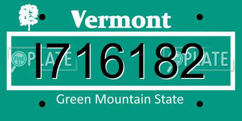 I716182 Vermont License Plate