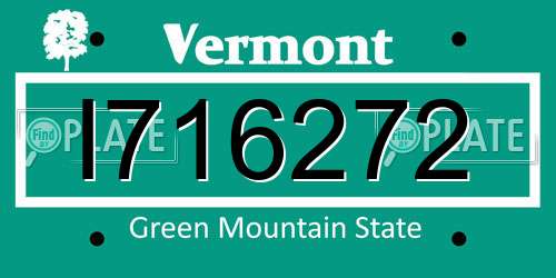 I716272 Vermont License Plate