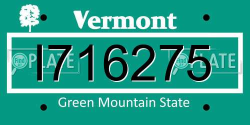 I716275 Vermont License Plate