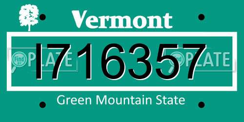 I716357 Vermont License Plate
