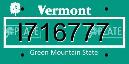 I716777 Vermont License Plate