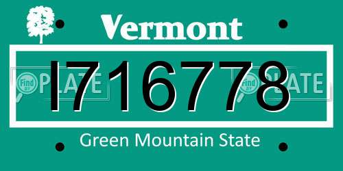 I716778 Vermont License Plate