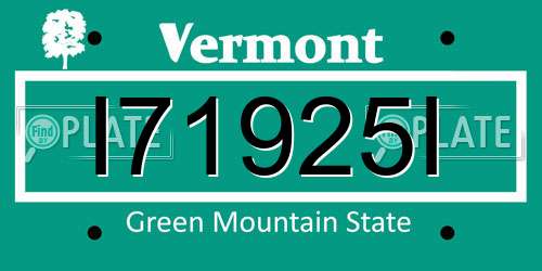 I71925I Vermont License Plate