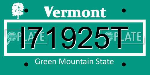 I71925T Vermont License Plate