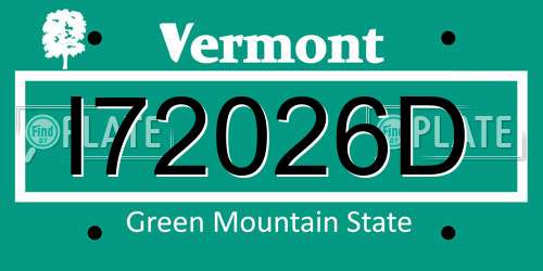 I72026D Vermont License Plate