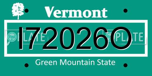 I72026O Vermont License Plate