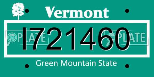I721460 Vermont License Plate