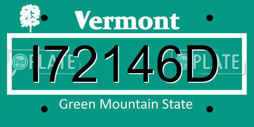 I72146D Vermont License Plate