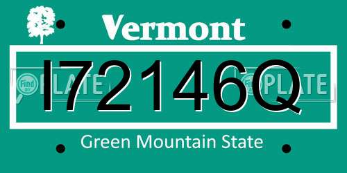 I72146Q Vermont License Plate