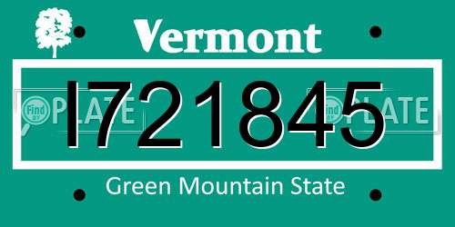 I721845 Vermont License Plate