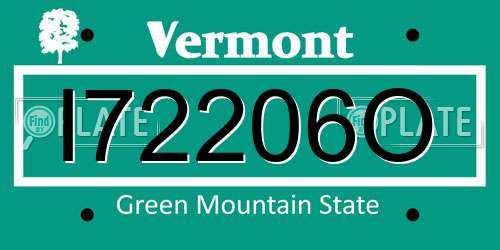 I72206O Vermont License Plate