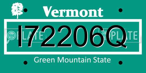 I72206Q Vermont License Plate