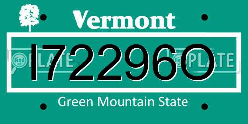 I72296O Vermont License Plate