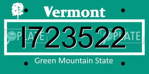 I723522 Vermont License Plate
