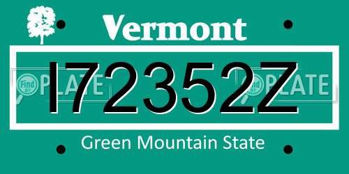 I72352Z Vermont License Plate