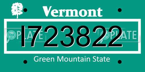 I723822 Vermont License Plate