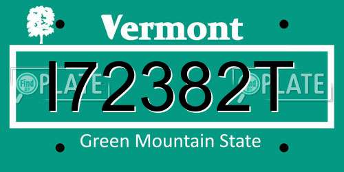 I72382T Vermont License Plate