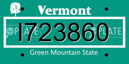 I723860 Vermont License Plate