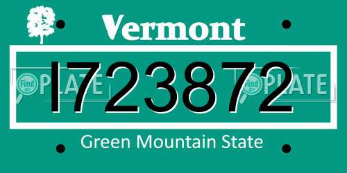 I723872 Vermont License Plate