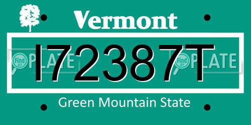 I72387T Vermont License Plate