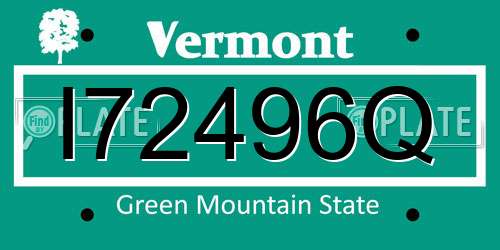 I72496Q Vermont License Plate