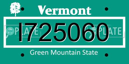 I725060 Vermont License Plate