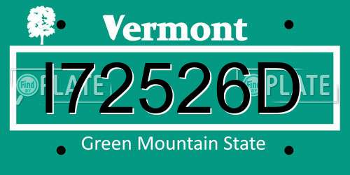 I72526D Vermont License Plate
