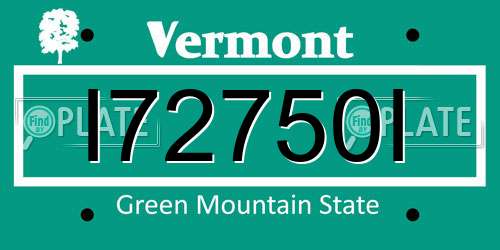 I72750I Vermont License Plate