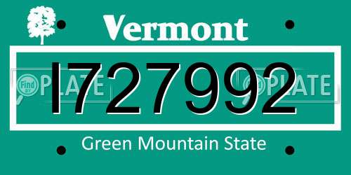 I727992 Vermont License Plate