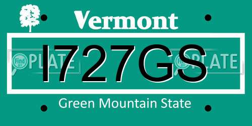I727GS Vermont License Plate