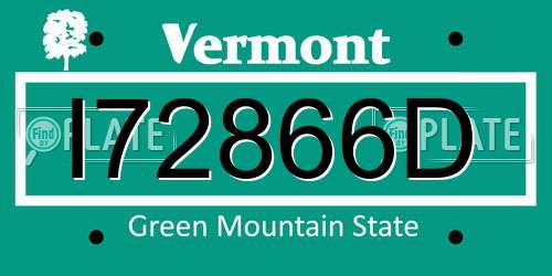 I72866D Vermont License Plate