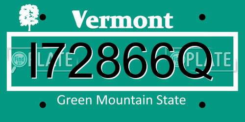 I72866Q Vermont License Plate