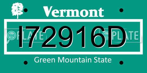 I72916D Vermont License Plate
