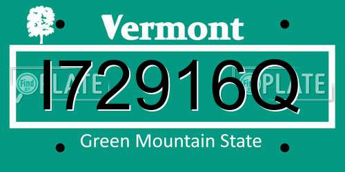 I72916Q Vermont License Plate