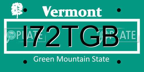 I72TGB Vermont License Plate