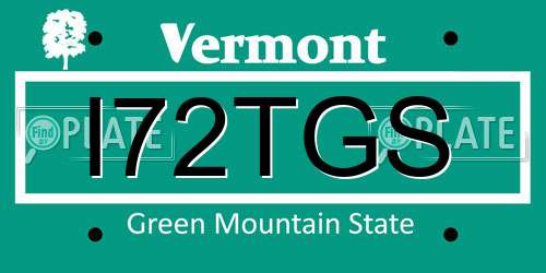I72TGS Vermont License Plate