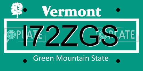 I72ZGS Vermont License Plate
