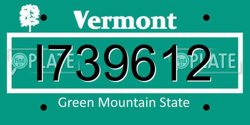 I739612 Vermont License Plate