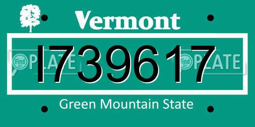 I739617 Vermont License Plate