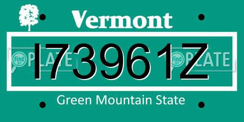 I73961Z Vermont License Plate