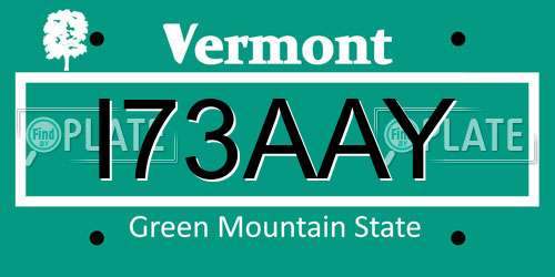 I73AAY Vermont License Plate