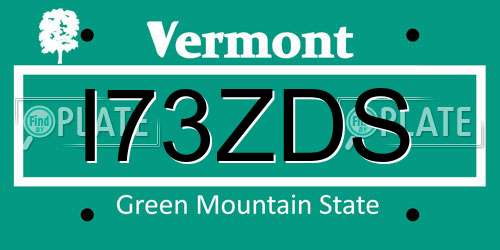 I73ZDS Vermont License Plate