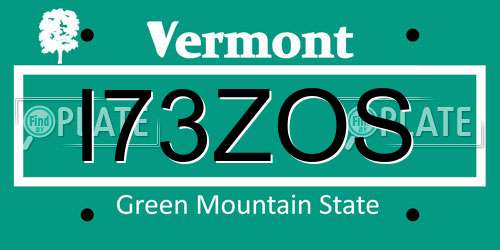 I73ZOS Vermont License Plate