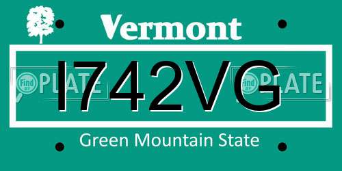I742VG Vermont License Plate