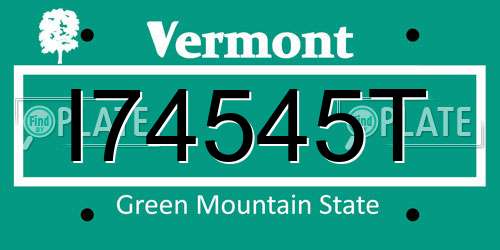 I74545T Vermont License Plate