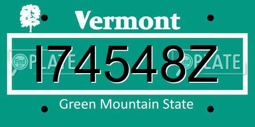 I74548Z Vermont License Plate
